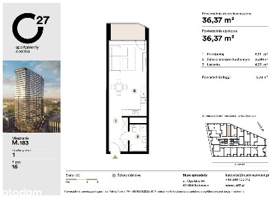1-pokojowe mieszkanie 36m2 + loggia Bezpośrednio
