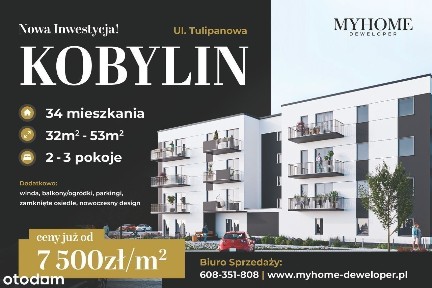 Mieszkanie z balkonem| Osiedle Tulipanova | Kobylin | 53,01 m² | winda