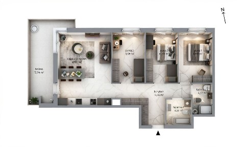 Apartament 4 pokoje > Taras 15m2 > Centrum !