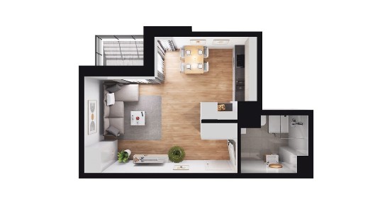 1-pokojowe mieszkanie 31m2 + loggia