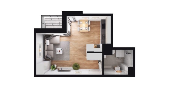 1-pokojowe mieszkanie 32m2 + loggia