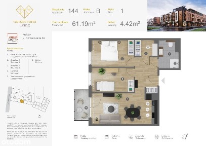 BEZ PROWIZJI; 61 m2, Romanowicza 6A, 3 pokoje