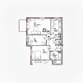3 pokoje z oddzielną kuchnią, 2 piętro, winda| 64,77m² | Nowy Bocianek