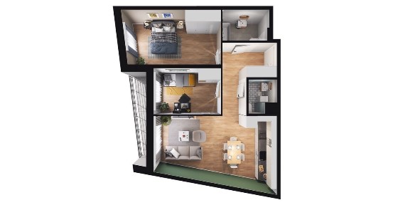 3-pokojowe mieszkanie 61m2 + loggia