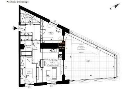 Nowe wykończone trzypokojowe z dużym tarasem