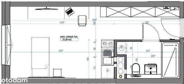 kawalerka, tramwaj, zieleń