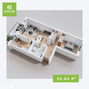 3 pokoje - 56,60m2 |Garderoba |Balkon |Natura Park
