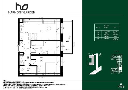 3 pokoje, 52,51 m², loggia, Harmony Garden