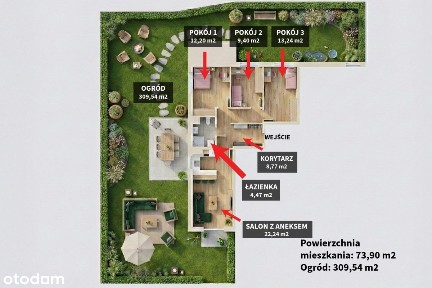 Duże 4 pok + Ogród aż 309m² Opcja Pod Kluczi!