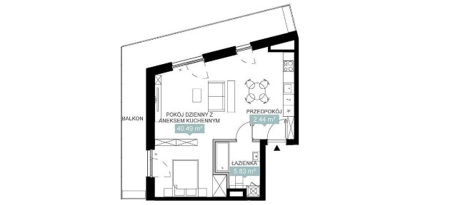 1-pokojowe mieszkanie 48m2 + balkon