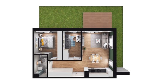 3-pokojowe mieszkanie 54m2 + ogródek Bez Prowizji