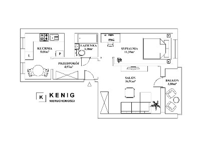 2-pokoje z balkonem i widokiem na góry - idealne dla singla lub pary.