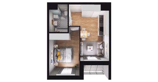 2-pokojowe mieszkanie 33m2 + loggia Bez Prowizji