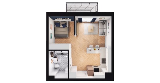 1-pokojowe mieszkanie 32m2 + balkon