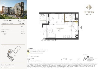 1-pokojowe mieszkanie 34m2 + loggia Bezpośrednio