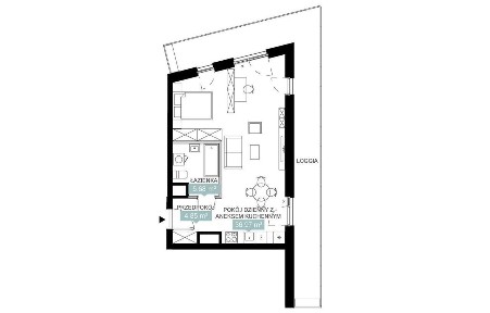 1-pokojowe mieszkanie 47m2 + loggia Bezpośrednio