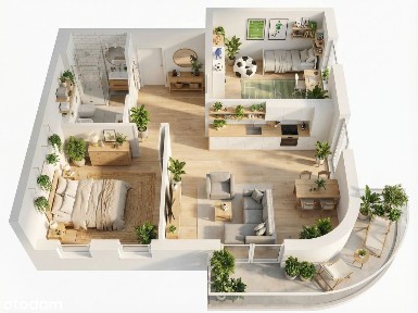 Ekspozycja południowa| 58,54 m² | 3 pokoje