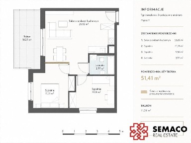 Nowe/3pok/51m2/Balkon 11m2/Bez prowizji i Pcc
