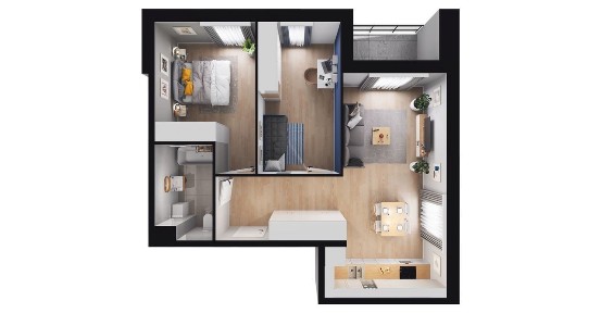 3-pokojowe mieszkanie 60m2 + loggia Bezpośrednio
