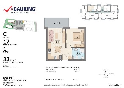 Apartament Jarocin, ul. Warciana BAUKING II etap - 32,91 m2
