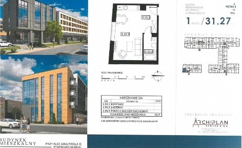 Mieszkanie Moderato III z komórką lokatorską; 1-pokój; 31,27m2