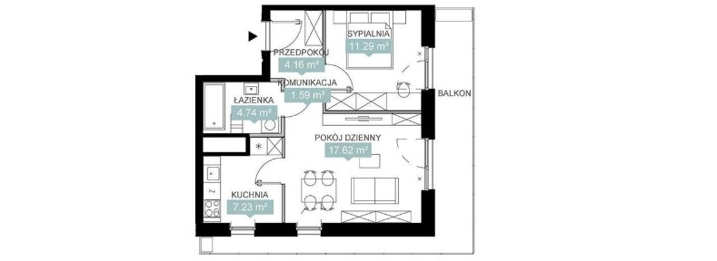 2-pokojowe mieszkanie 46m2 + balkon