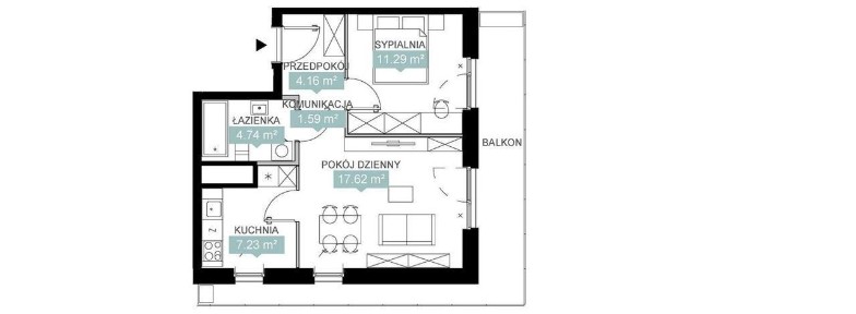 2-pokojowe mieszkanie 46m2 + balkon Bez Prowizji