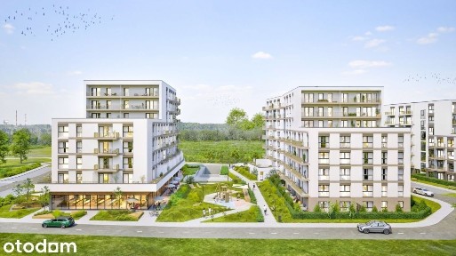 Nowoczesna kawalerka z balkonem obok lasu