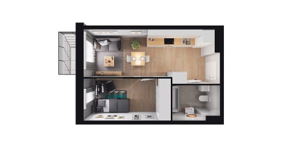 2-pokojowy apartament inwestycyjny 29m2 + balkon