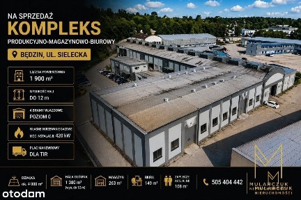 Hala produkcyjno-magazynowa +biura 1900 m² 4 Bramy