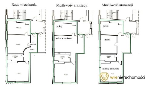 Obecnie 2 pokoje z możliwością 3 pokoi