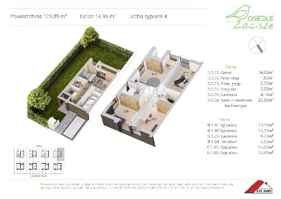 Dom, 121,85 m², Komorniki