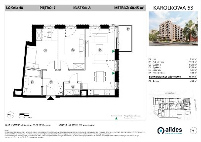 3-pokojowy apartament 60m2 + balkon Bezpośrednio