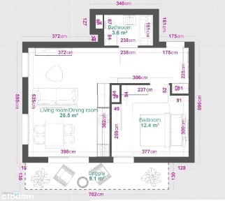 Dwa pokoje po remoncie w apartamentowcu na5piętrze