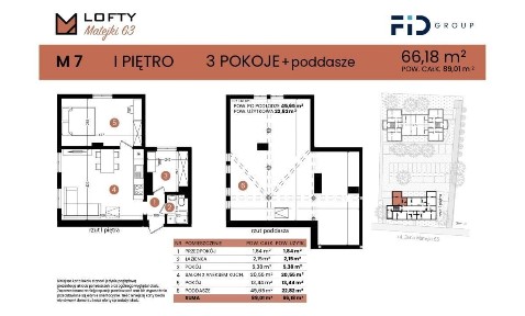 Dwa poziomy | 89 m² po podłodze | Parking w cenie