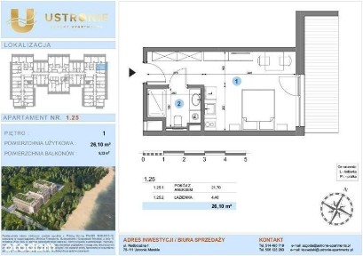 1-pokojowe mieszkanie 26m2 + balkon Bez Prowizji
