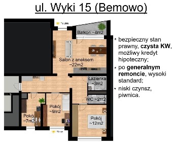 BEZPOŚREDNIO - ul. Wyki 15, po generalnym remoncie, 4 pokoje