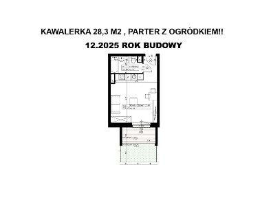 Nowoczesna kawalerka z ogródkiem | stan deweloperski | ul. Wyścigowa