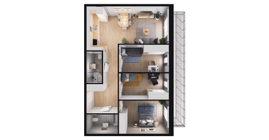 4-pokojowe mieszkanie 73m2 + balkon