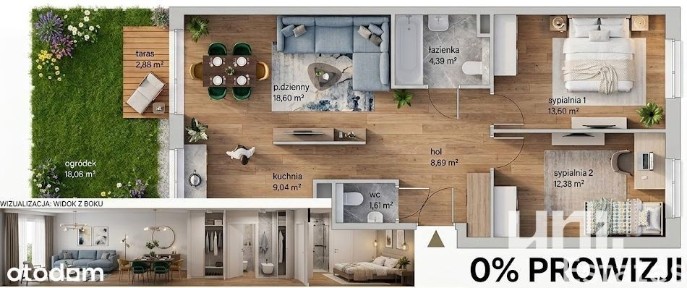 Włochy | 3 Pokoje | OGRÓD | 0% Prowizji | Nowe