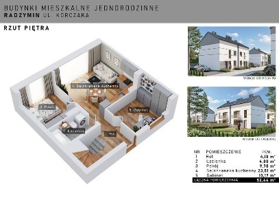 Dwupoziomowe 109,27 m² - Piętro i Poddasze ul. Korczaka, Radzymin