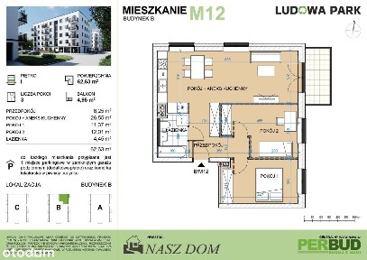 Ludowa Park | mieszkanie 3-pok. | BM12