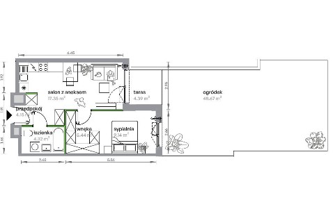 Mieszkanie 2 pokojowe z ogrodem | 40 m² | DUŻY OGRÓD - PONAD 48 m²!