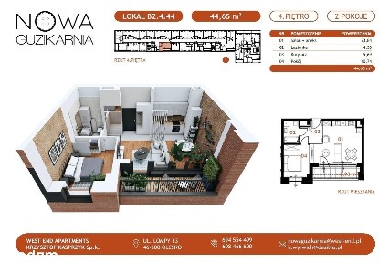 Mieszkanie 2-pokojowe 45,05 m2 Nowoczesny Apartamentowiec Częstochowa