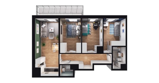 4-pokojowe mieszkanie 67m2 + loggia
