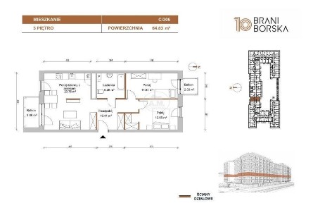 Dwustronne taras balkon Świetna lokalizacja