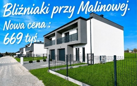 Piotrków Tryb. Ul. Malinowa 44. Nowy dom w zabudowie bliźniaczej.