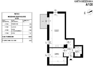 2 pokoje | 45,7 m² | 1 piętro | Balkon | Gotowe