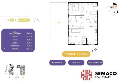 Mieszkanie 3 pokojowe| Górka Narodowa|55,86 m2
