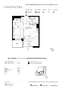 2-pokojowe mieszkanie 44m2 + loggia